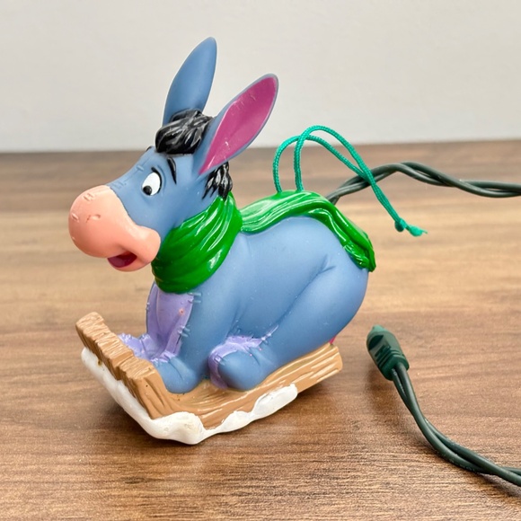 VINTAGE Disney Winnie The Pooh EEYORE On SLED Figure Christmas Ornament Light Up - Picture 2 of 10